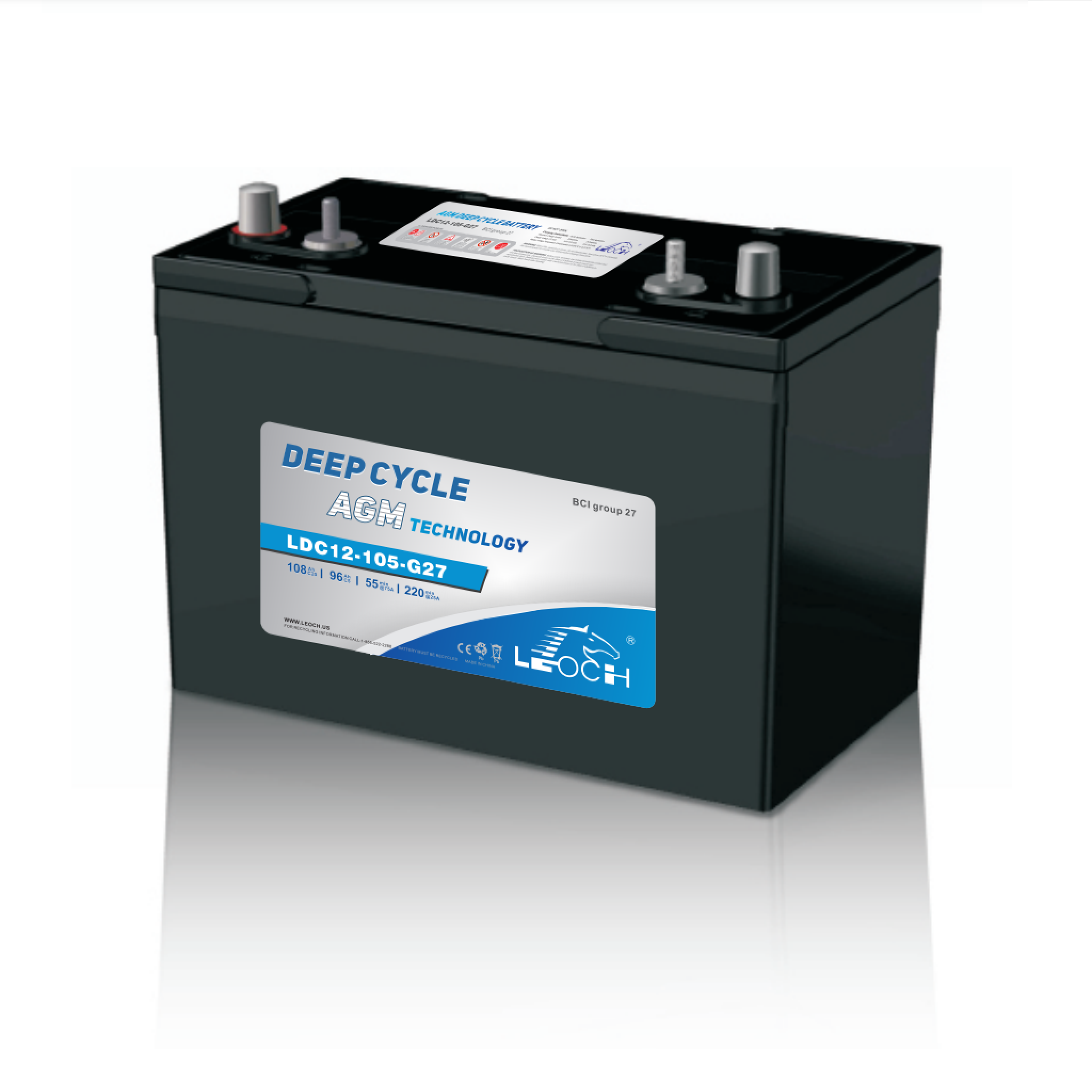 LDC12-105-G27-DT - 12v 108AH AGM Deep Cycle Battery (FREE SHIPPING LDC12-105-G27-DT - 12v 108AH AGM Deep Cycle Battery (FREE SHIPPING